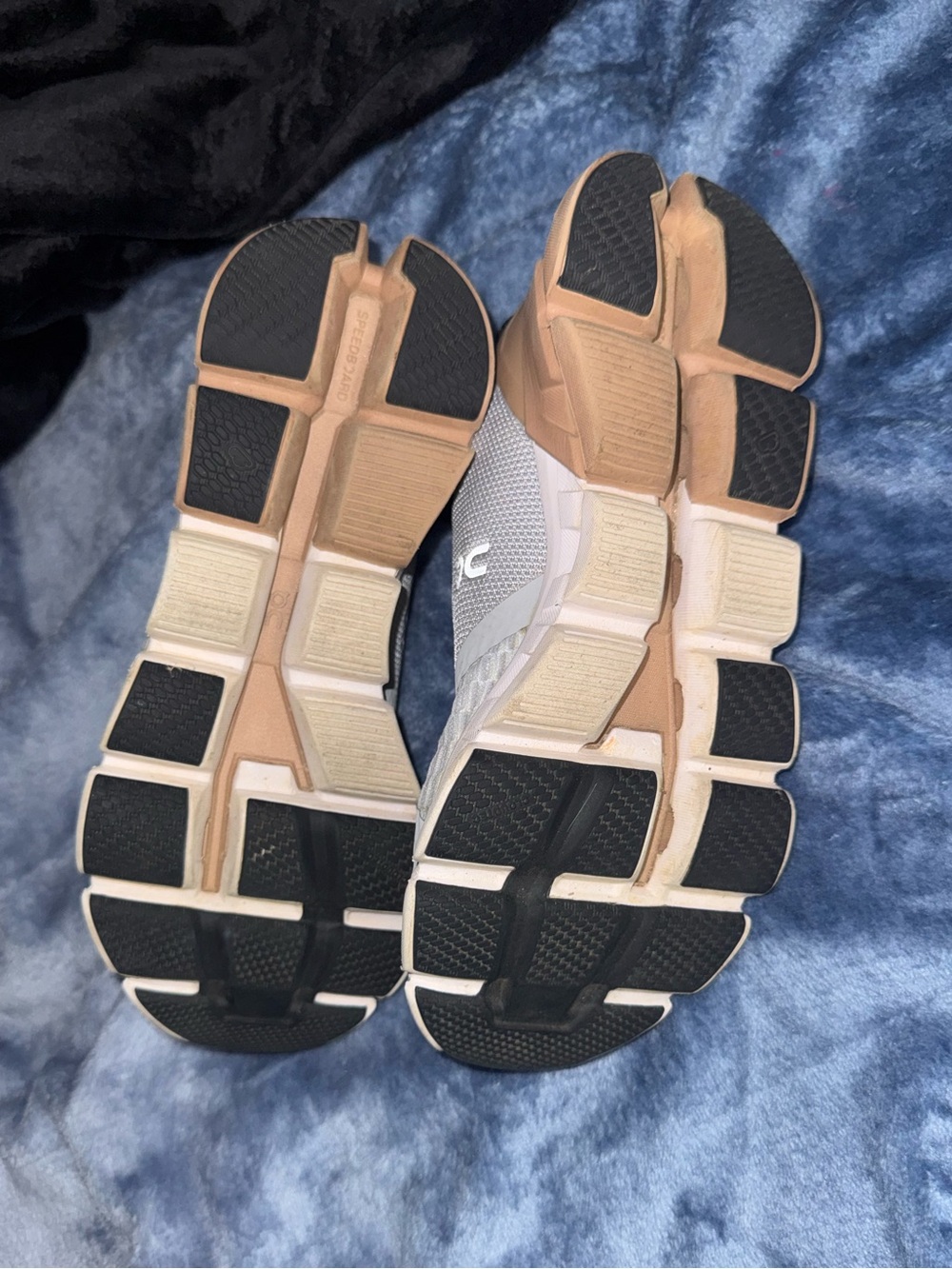 Women's Athletic Running Shoes in White and Tan